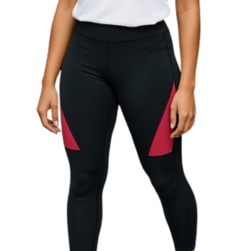 HYBA Reitmans Activewear Leggings Black Hot Pink Grey Mesh Cropped M